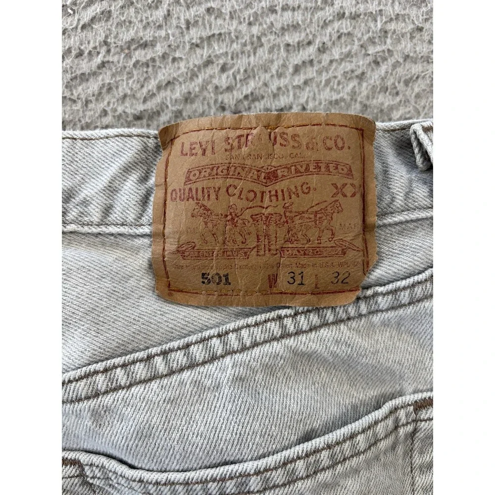 Vintage Levis 501 Jeans Mens 31x32 (Fits 28x31) Gray 90s Made USA Denim Faded
